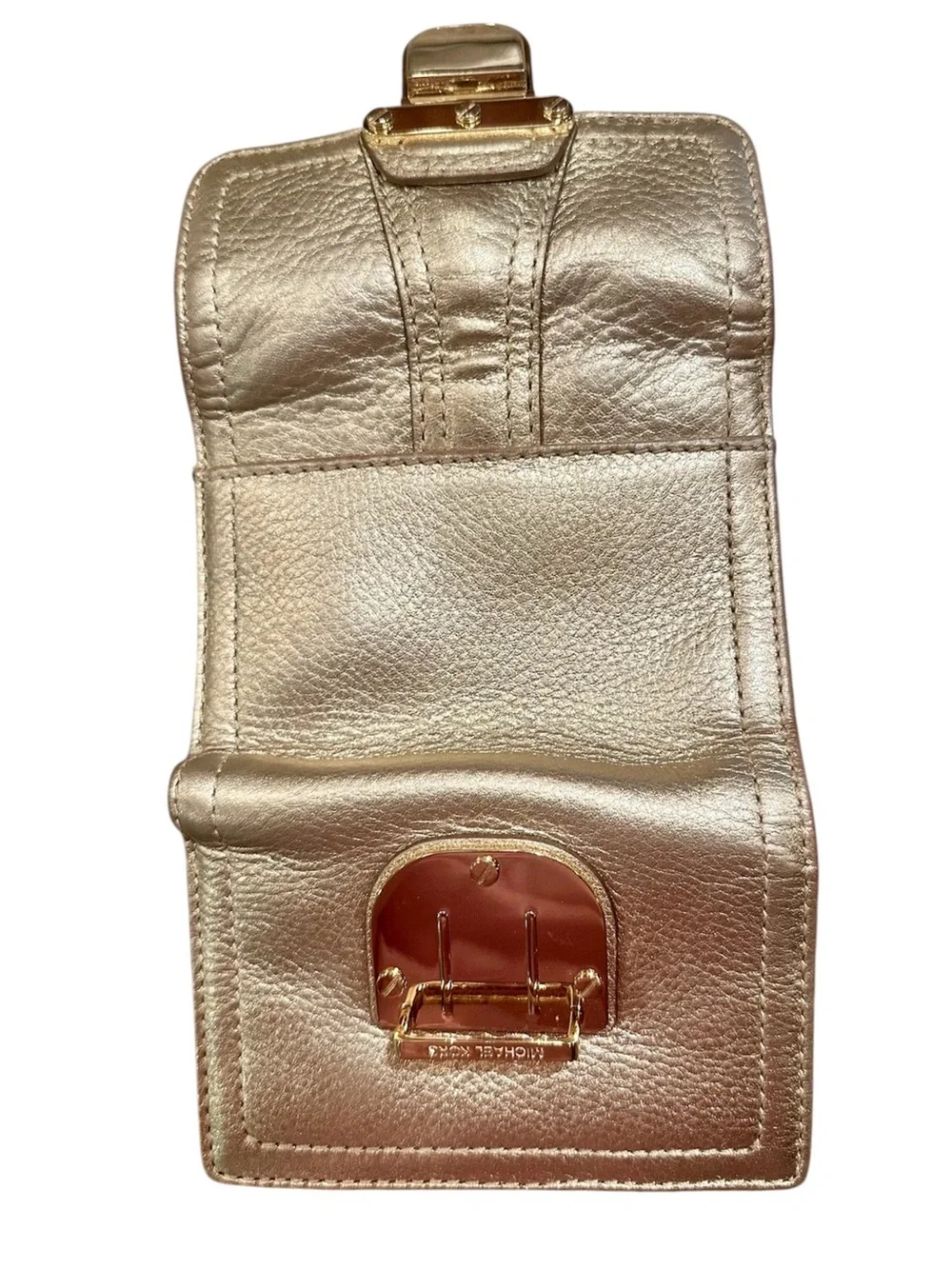 Michael Kors Gold Leather Charlton Compact Wallet